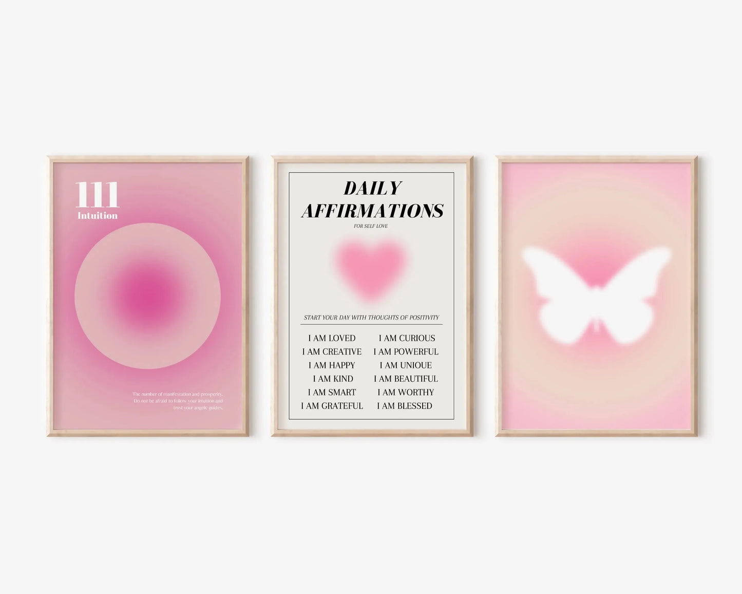 Abstract Aura Gradient Poster Daily Affirmation Spiritual Pink Wall Art Butterfly Canvas Painting Picture Aesthetics Room Decor