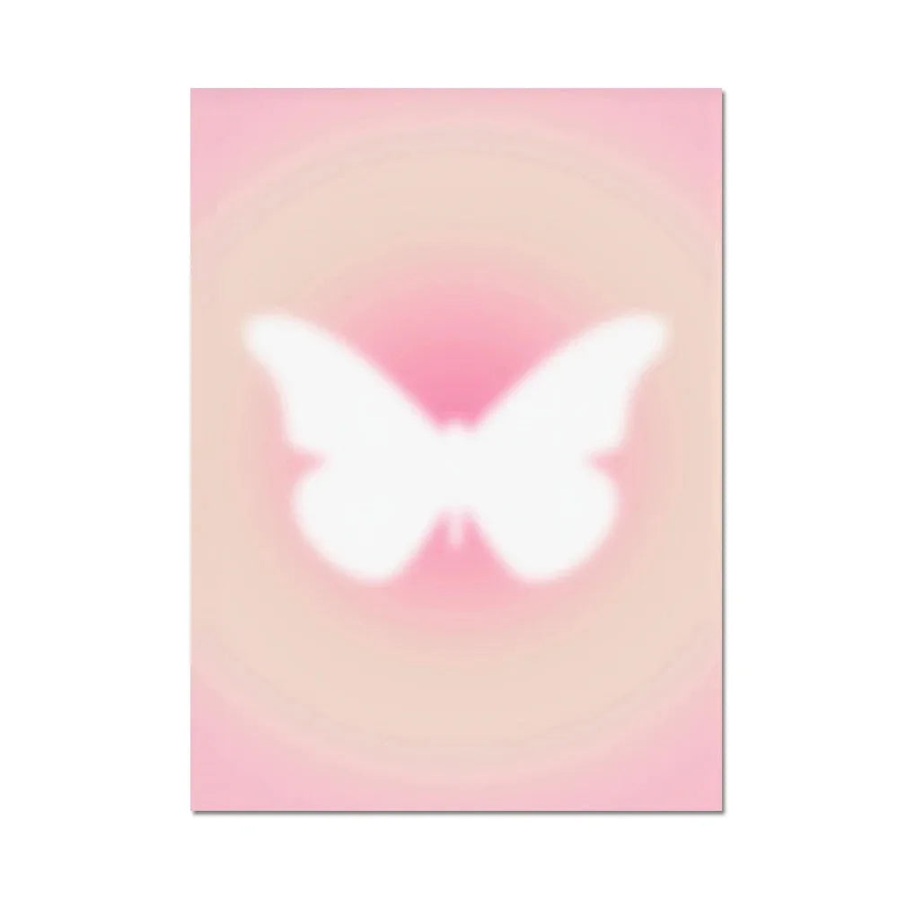 Abstract Aura Gradient Poster Daily Affirmation Spiritual Pink Wall Art Butterfly Canvas Painting Picture Aesthetics Room Decor