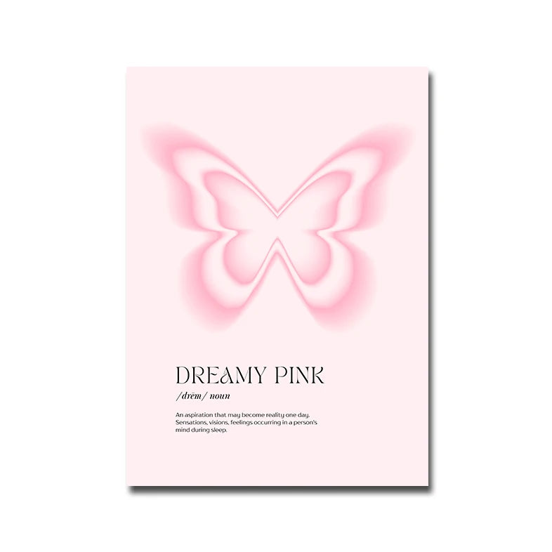 Butterfly Poster Minimalist Feminine Aesthetic Art Print Dreamy Atmosphere Canvas Painting Modern Trendy Wall Picture Home Decor