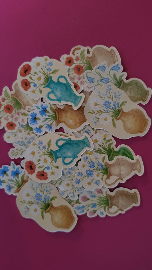 “Vintage Bouquets” Artistic Stickers – Set of 10 floral illustrations